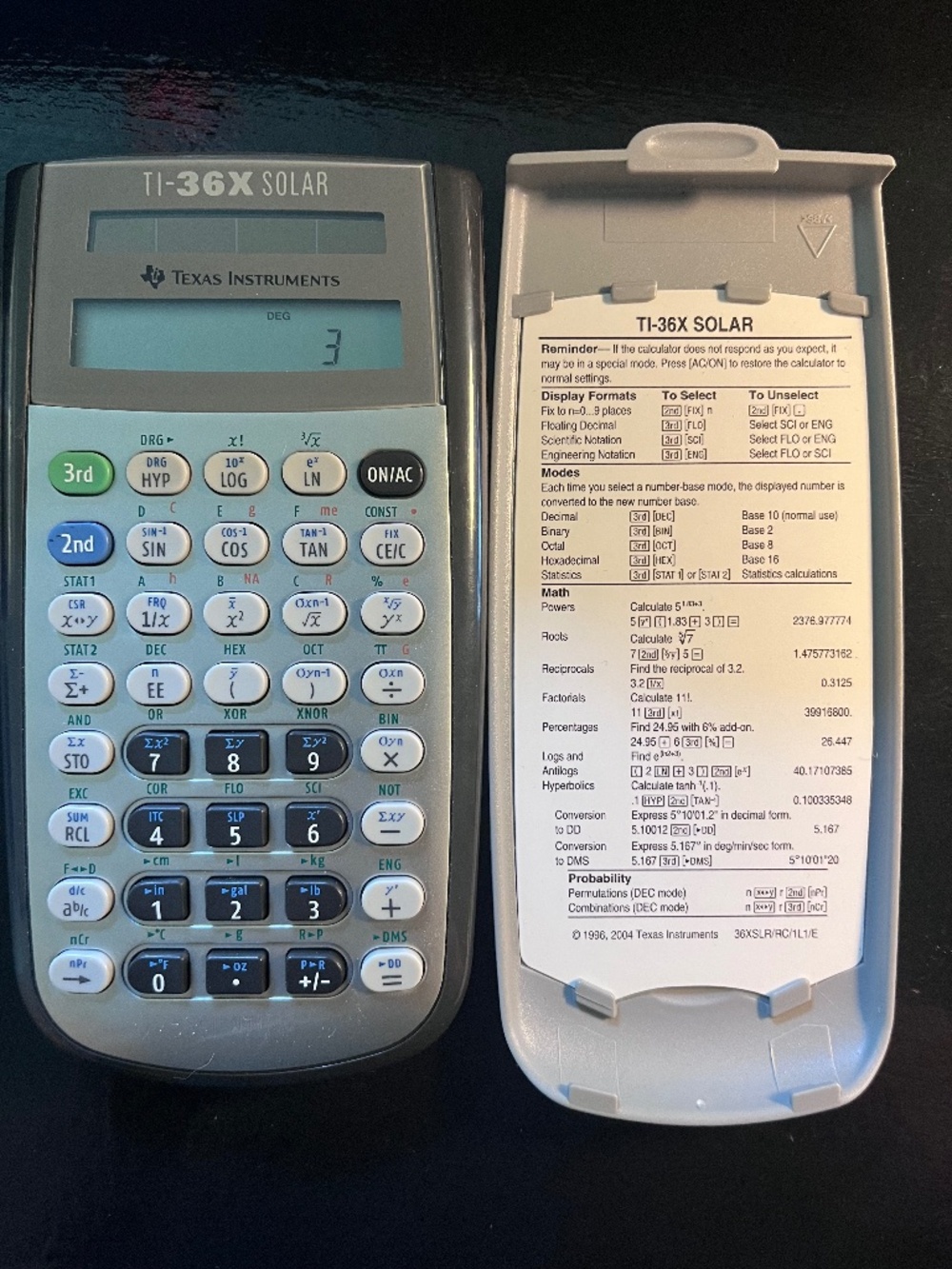 Texas Instruments (TI-36X) Solar Handheld Scientific Calculator  With Cover